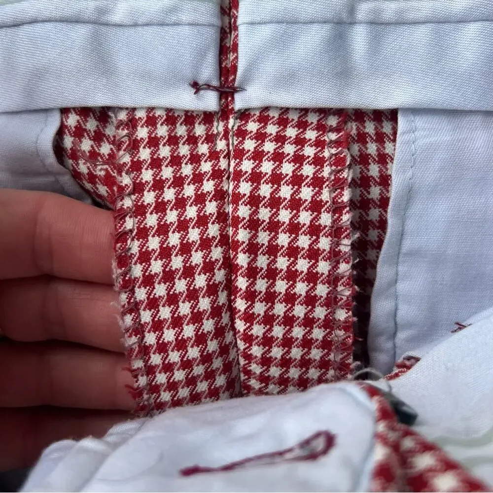 Vintage 60s 70s red white houndstooth cuffed dress slacks MEDIUM?